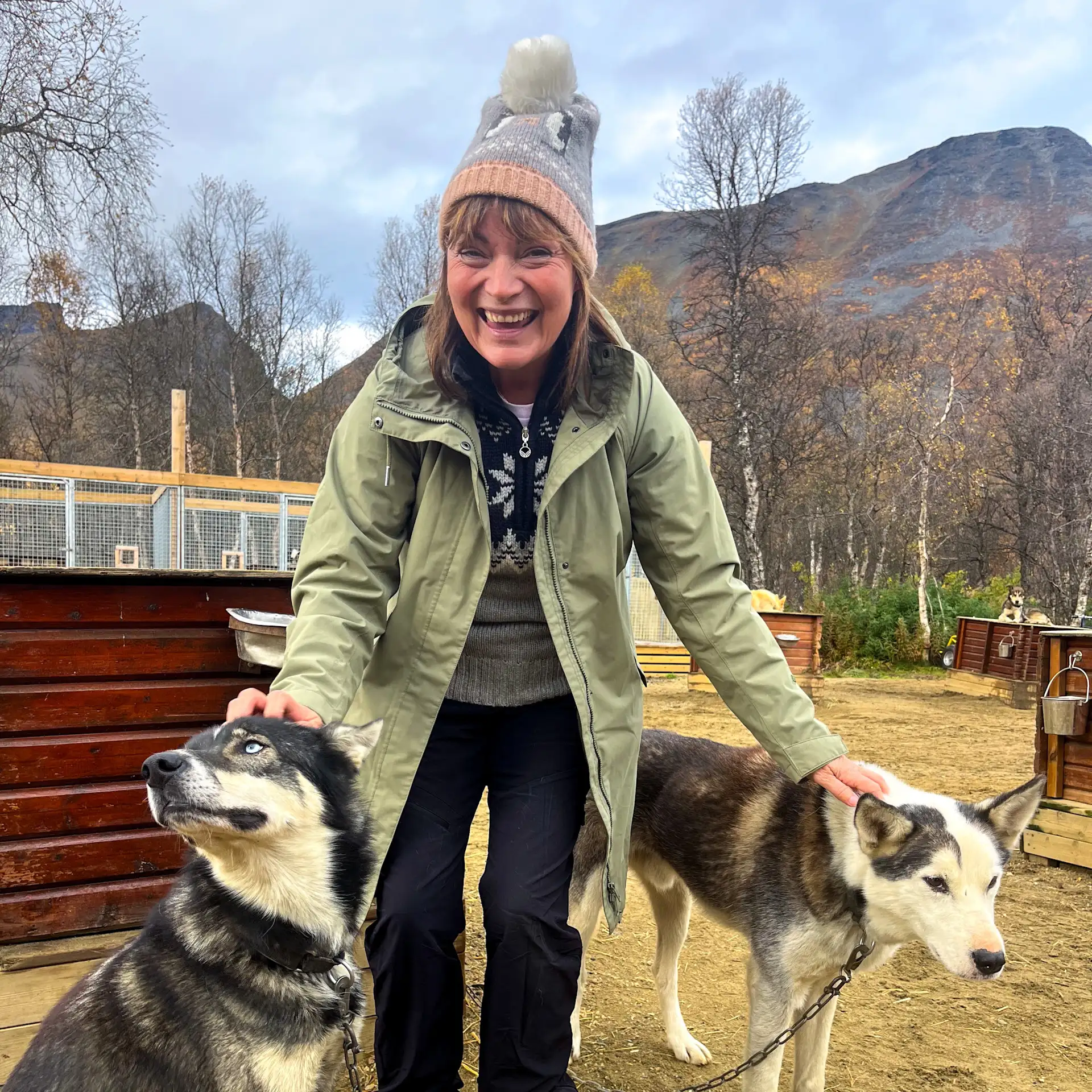 Lorraine Kelly goes dogsledding in Tromso during Lorraine Kelly's Norwegian Odyssey