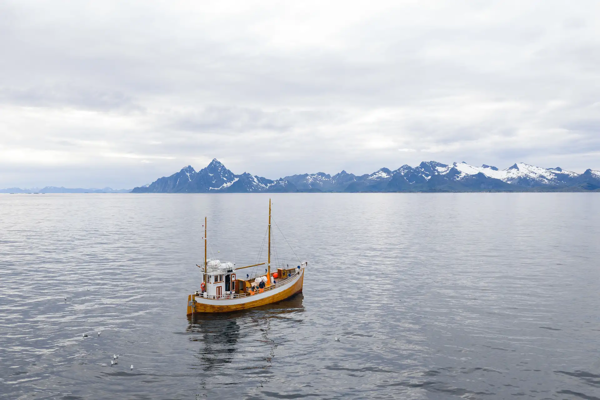 MS Symra fishing boat sailing in Svolvaer Norway