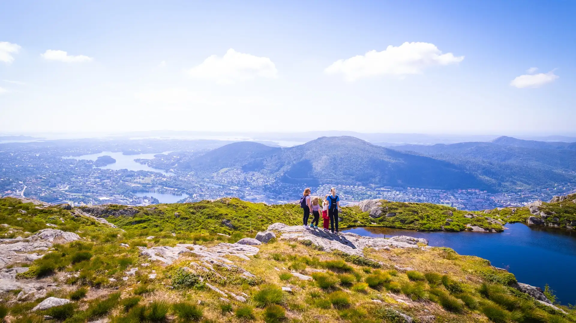 group-of-people-hike-mt-ulriken-bergen-south-blue-sky