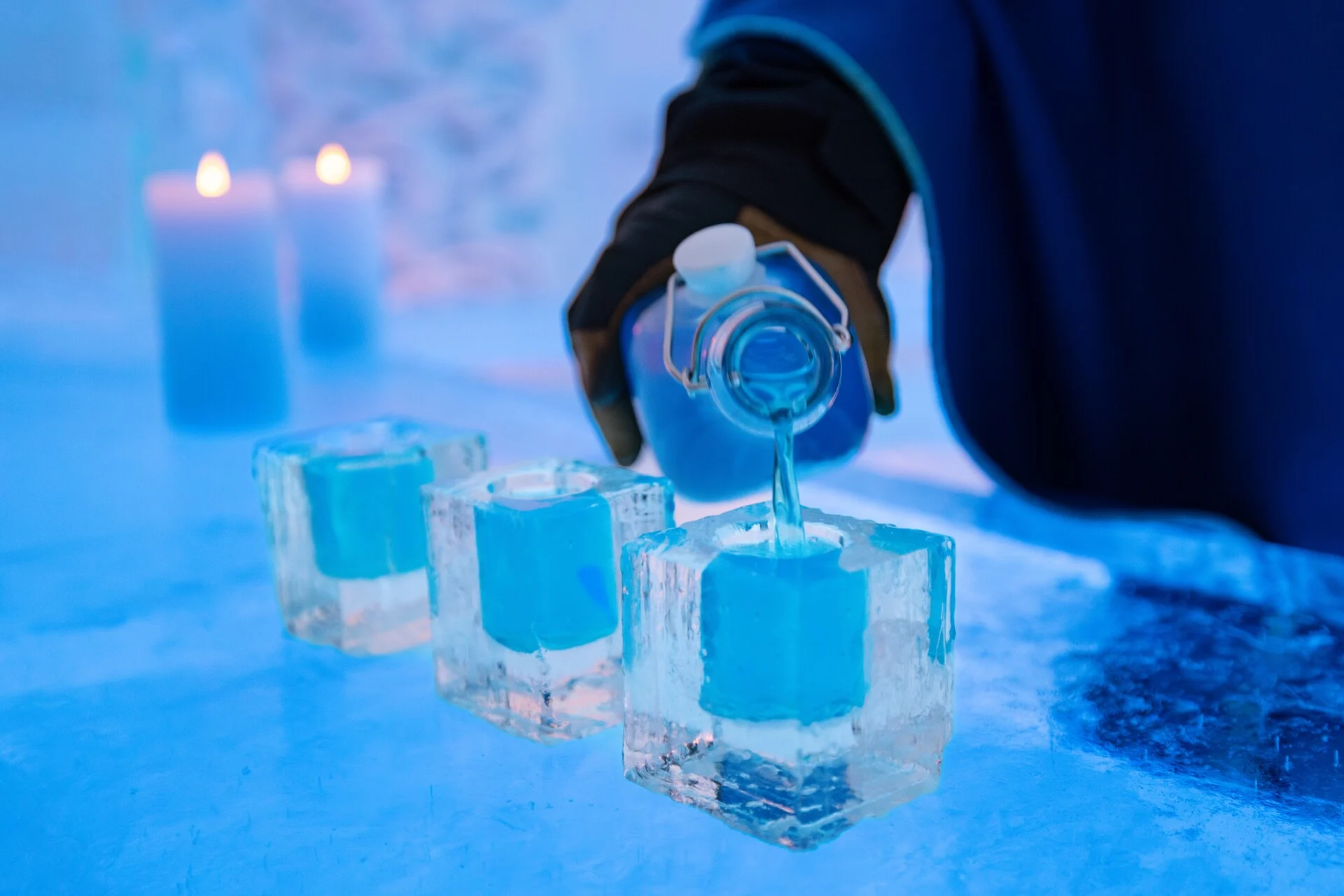 Enjoy a frozen shot at the magical Sorrisniva Ice Hotel in Alta, Norway