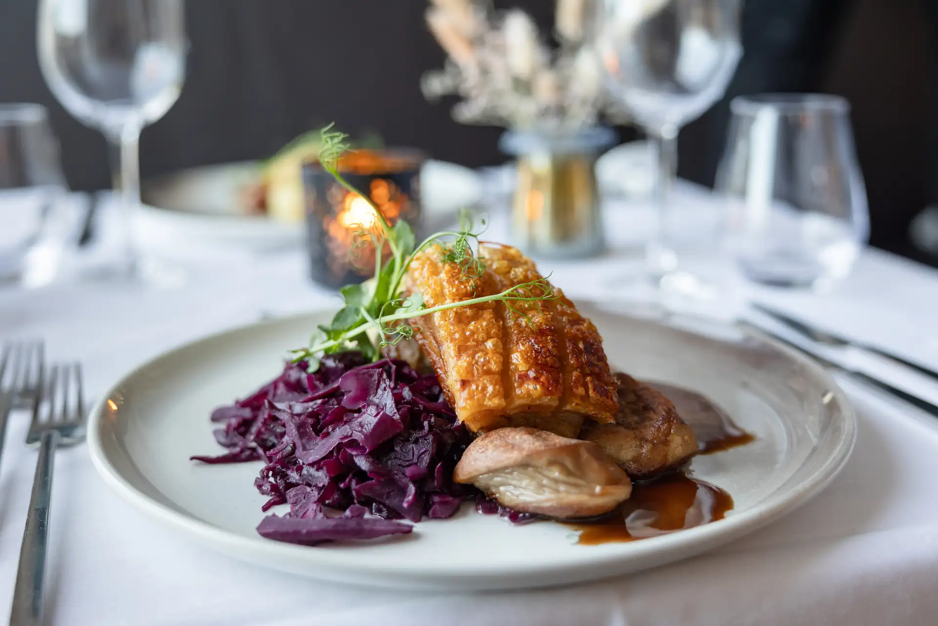 A Christmas dinner of ribbe served on board Hurtigruten in Norway
