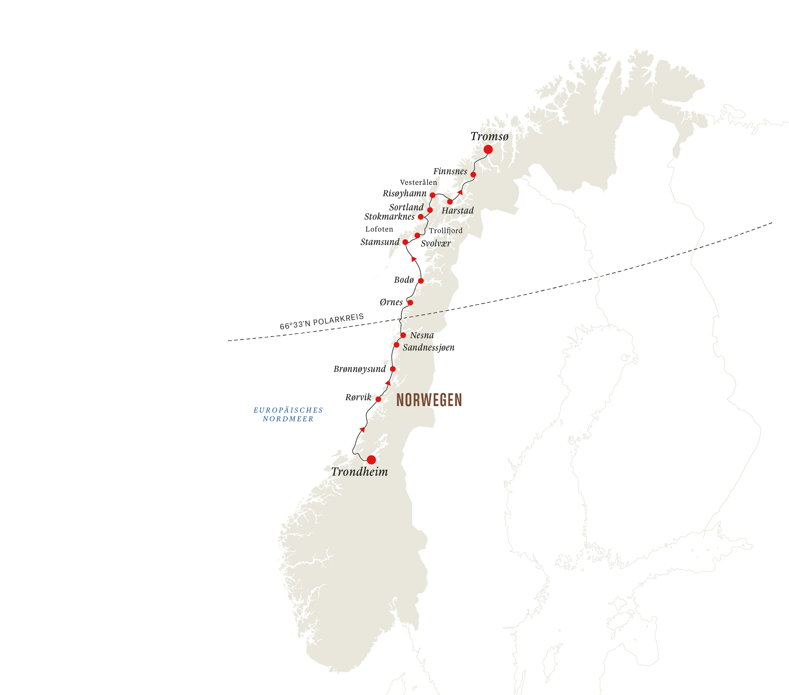 3-day Norwegian cruise from Trondheim to Tromsø
