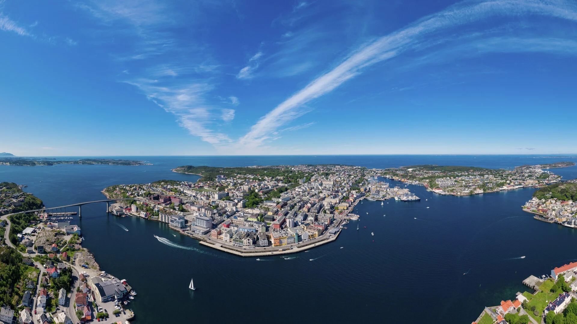 Aerial view of Kristiansund in summer 