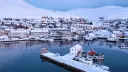 The port of Honningsvåg covered in snow