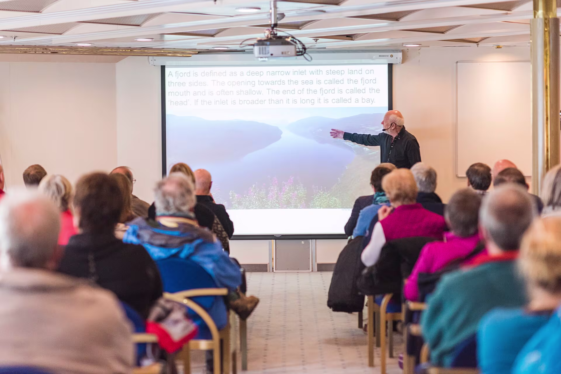 Lecture on board a ship in Norway