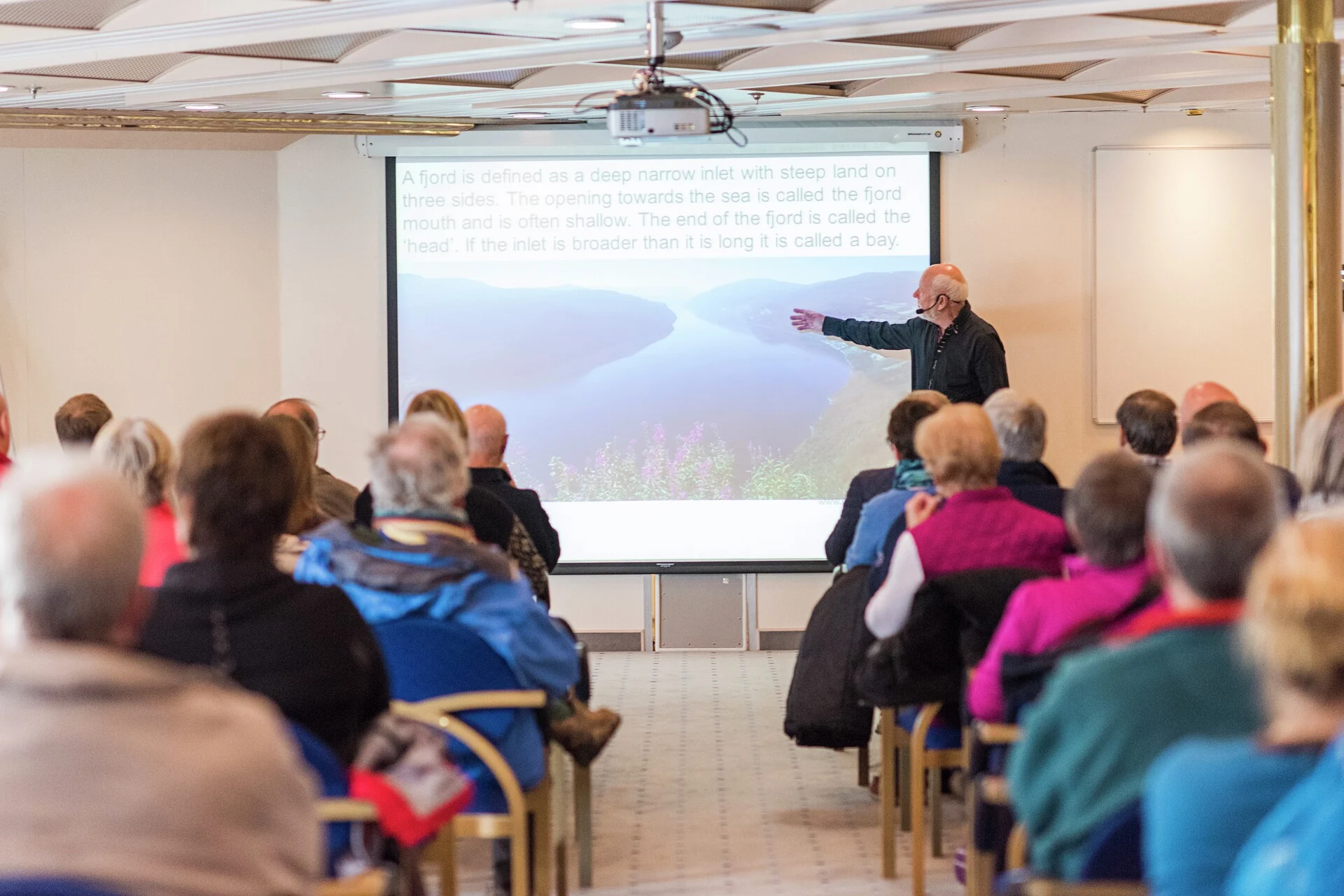 Lecture on board a ship in Norway