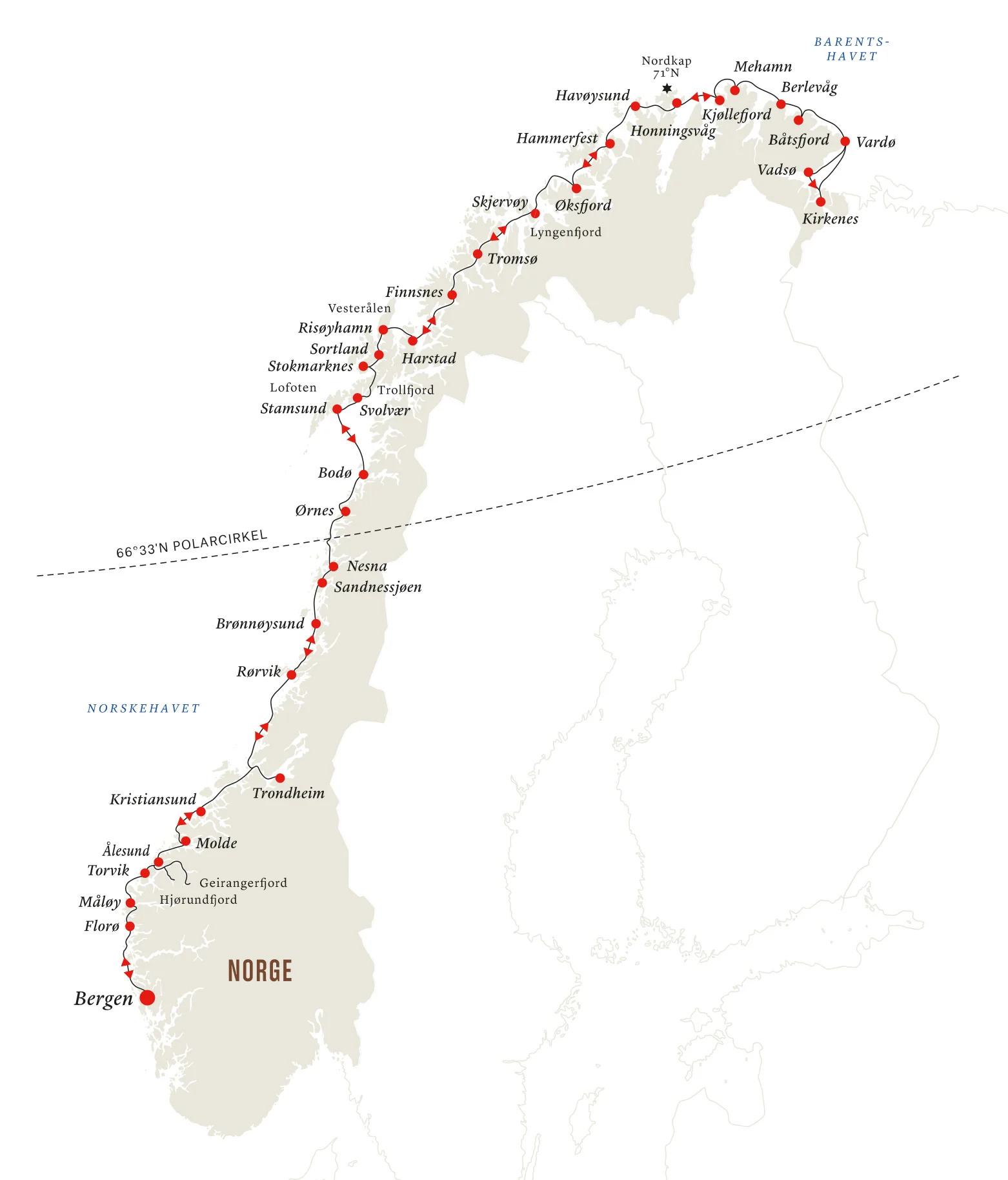 Norway Bergen-Kirkenes-Bergen DK