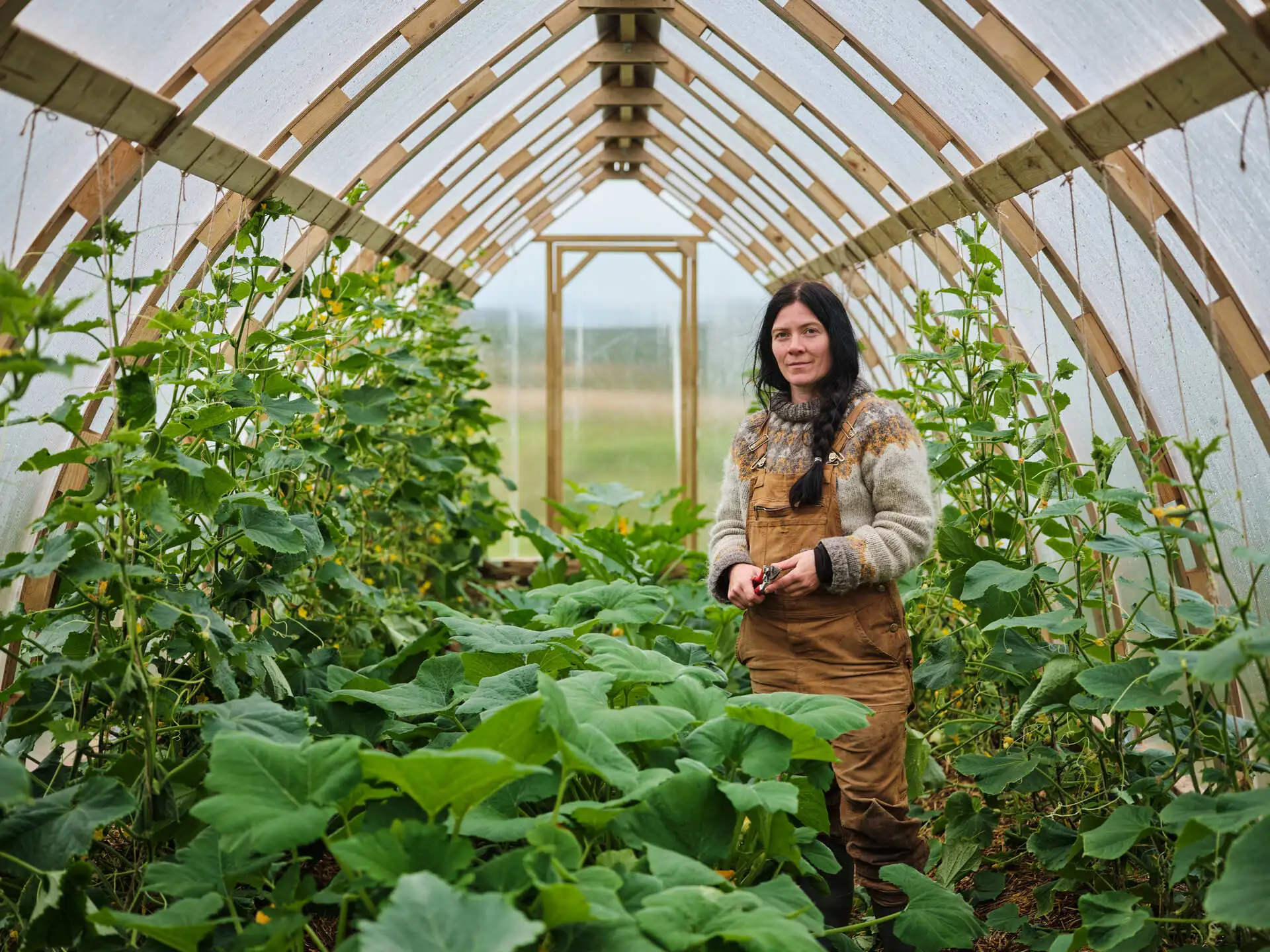 A gardener with their crops in Vesterålen, Norway