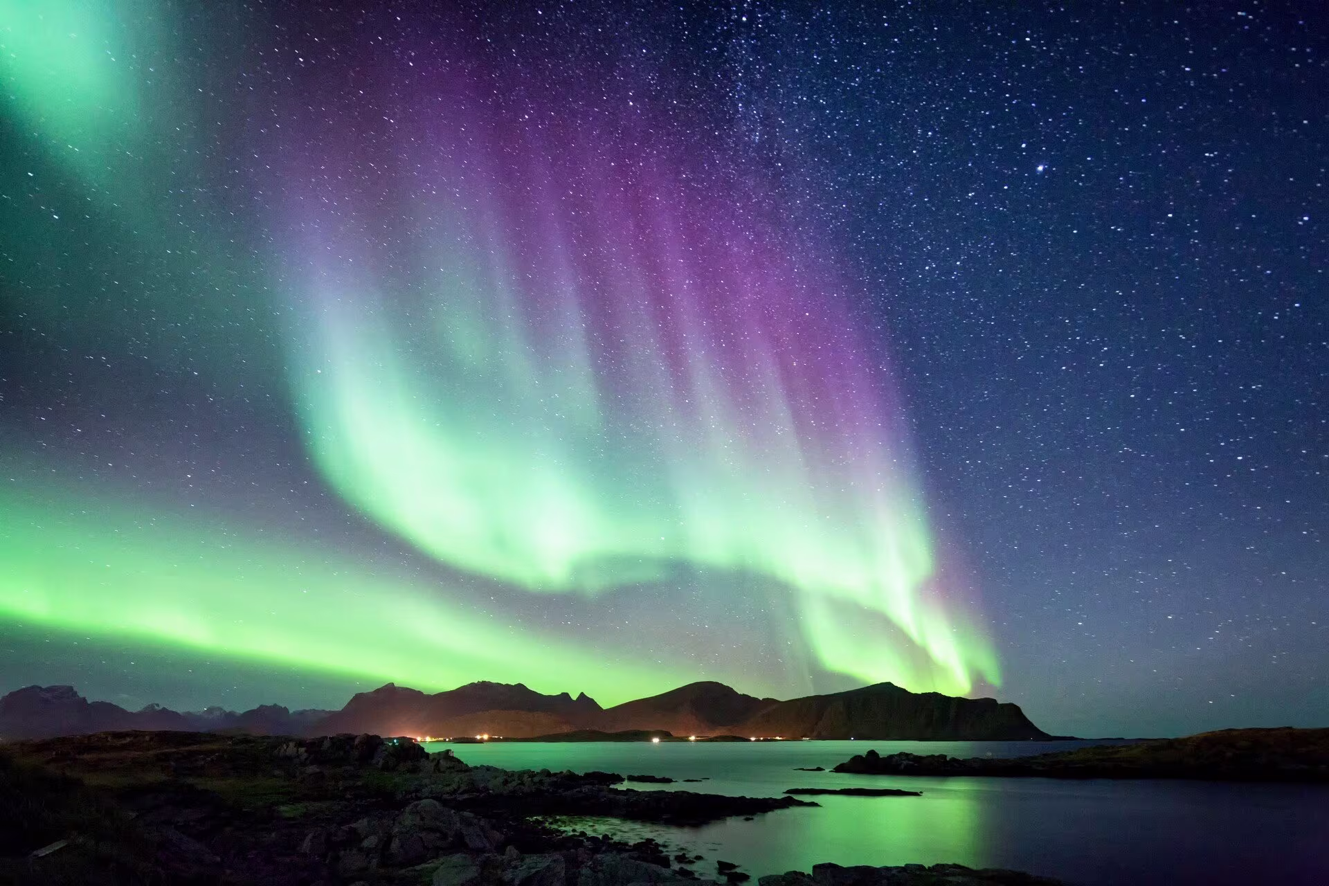 Northern Lights above the Lofoten islands, Norway