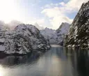 Visiting the snow-covered Trollfjord in winter, Norway