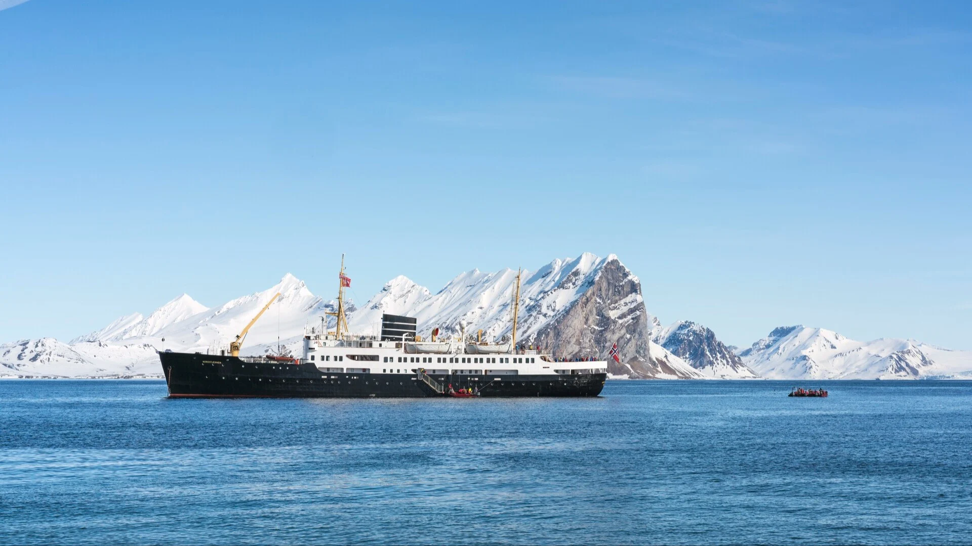 MS Nordstjernen sailing in the icy waters around Svalbard