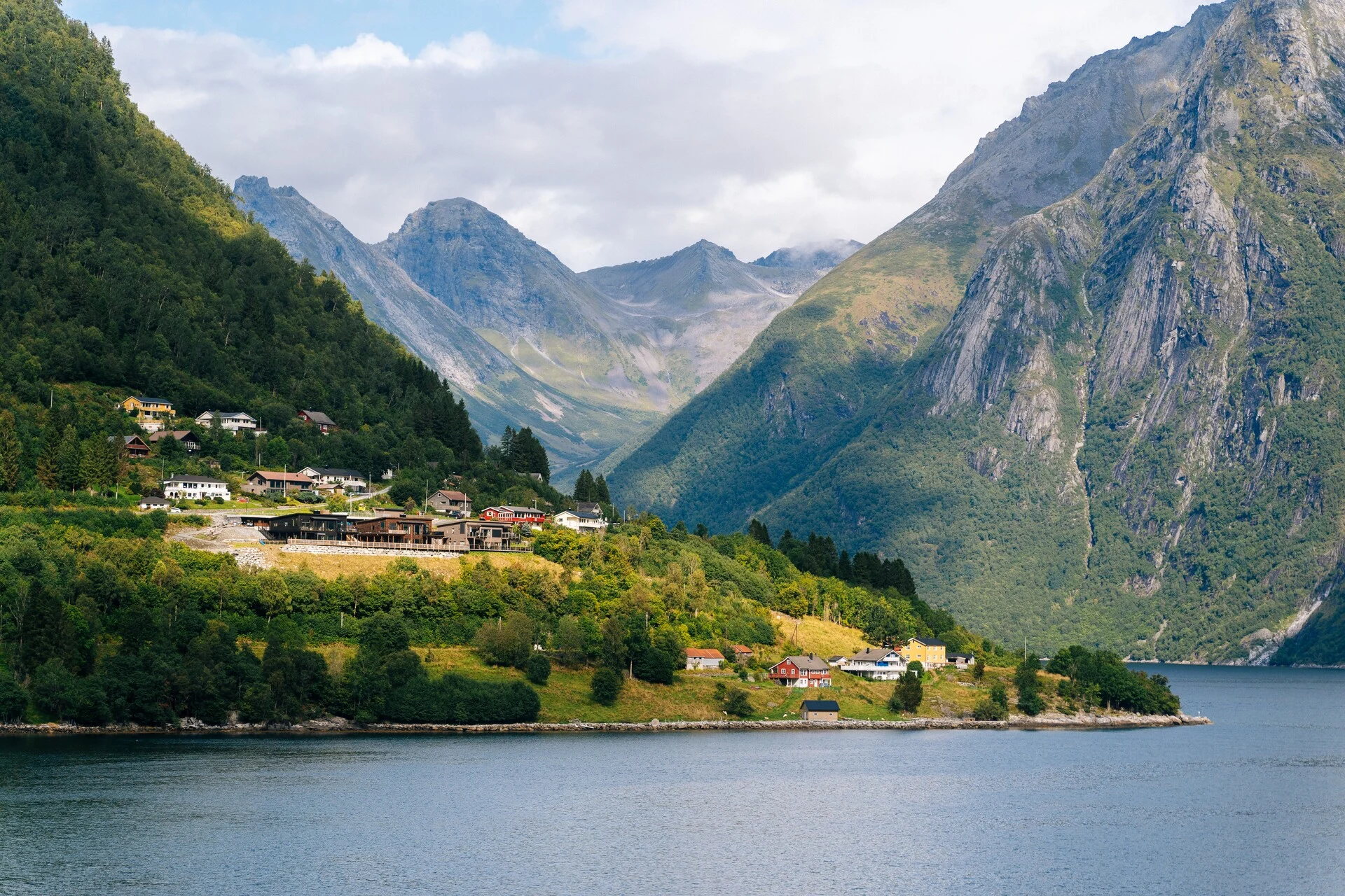 The village of Saebo on the Hjørundfjord, Norway