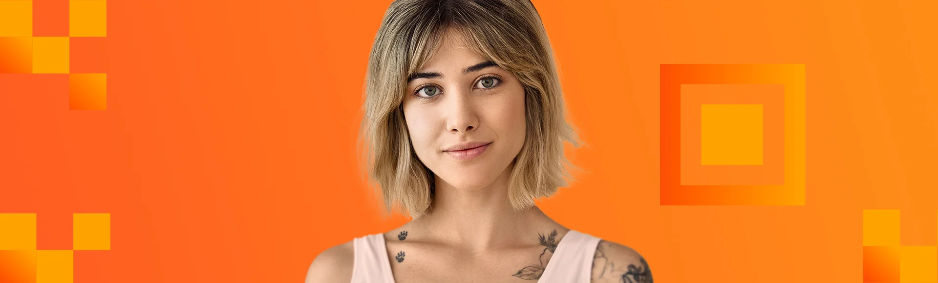 Mujer moderna con cabello corto, desenfadado y estilo urbano