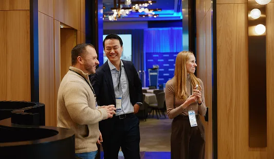 Three people standing