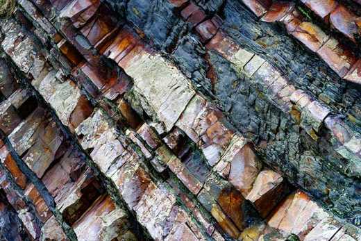 Photograph of wet layers of slate.