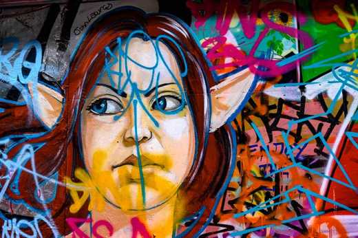 Photograph of a street art pixie girl.
