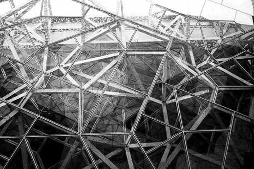 Photograph of the abstract glass roof at Federation Square.