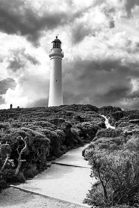 Photograph of the path winding up to Split Point Lighthouse.