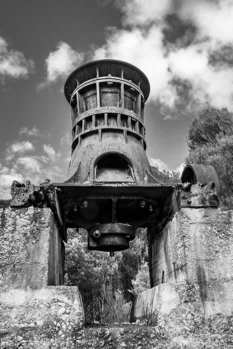 Photograph of abandoned mining equipment used by the Montezuma Silver Mining Company that was formed in 1891. The company gave its name to the nearby Montezuma Falls.