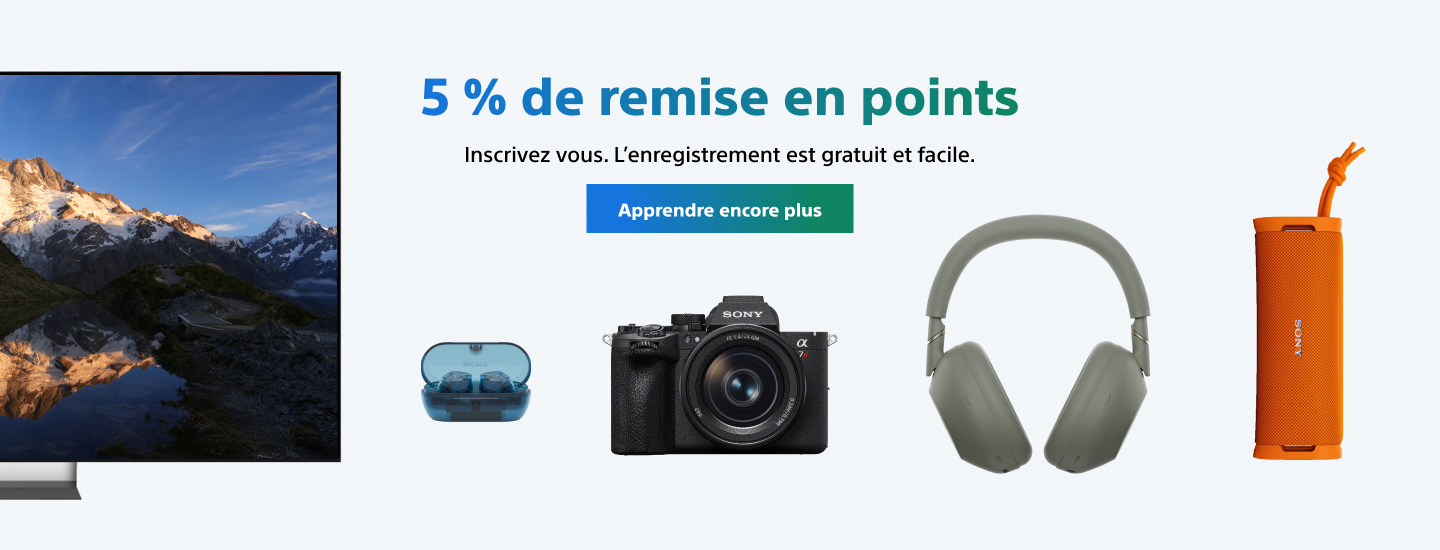 My Sony - 5 % de remise en points - Inscrivez-vous. L'enregistrement est gratuit et facile. Desktop