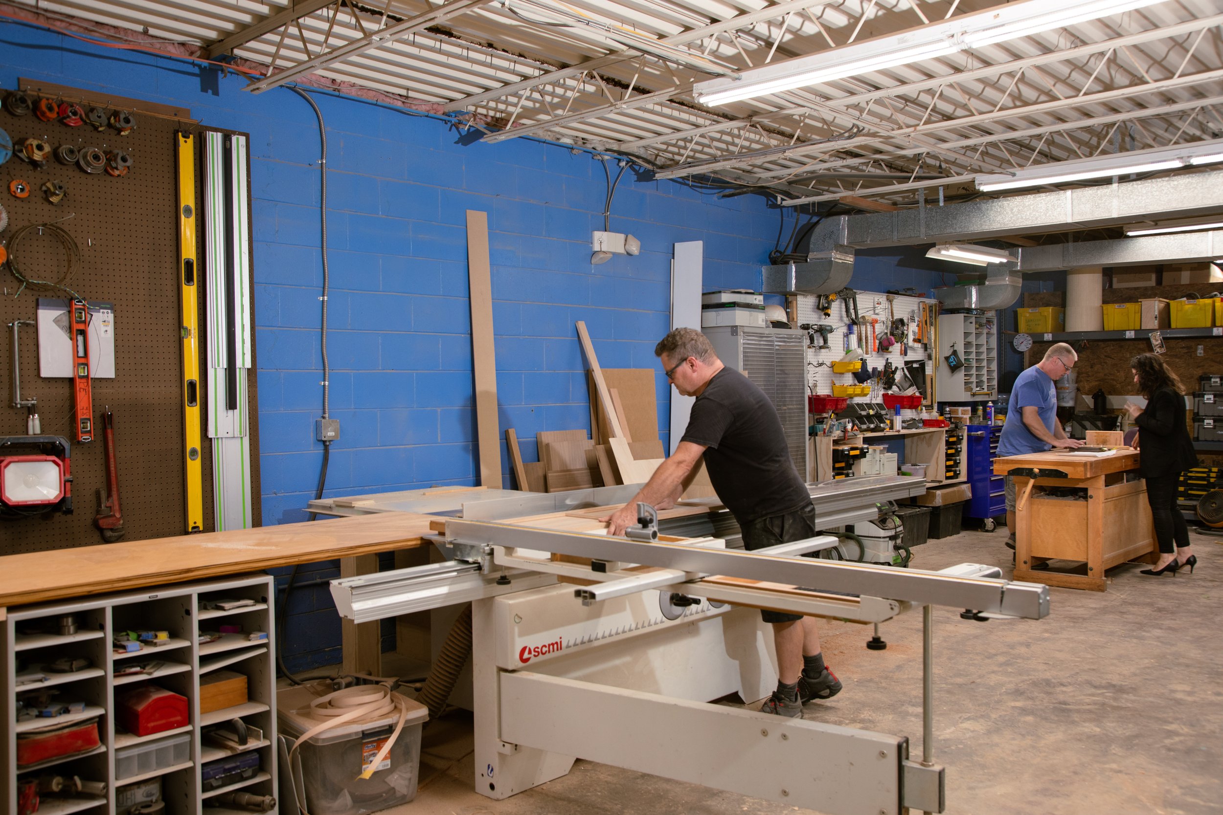 Abode has the pleasure of sharing the building with four independent craftsmen. Two that specialize in custom cabinetry and furniture making. One in product design and small batch production. And one luthier that also provides cabinetry and furniture production.