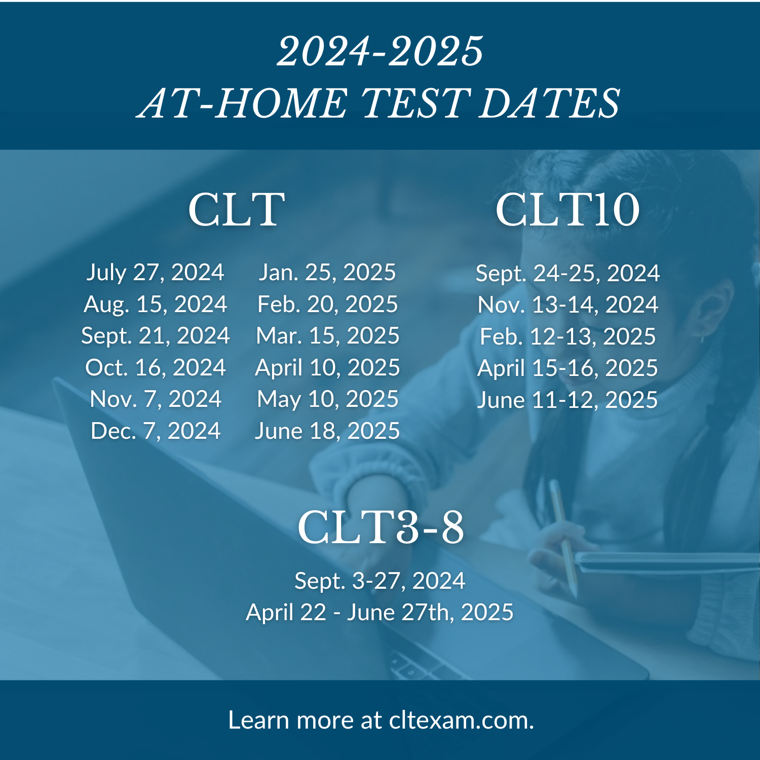 CLT TEST DATES CHART 2025