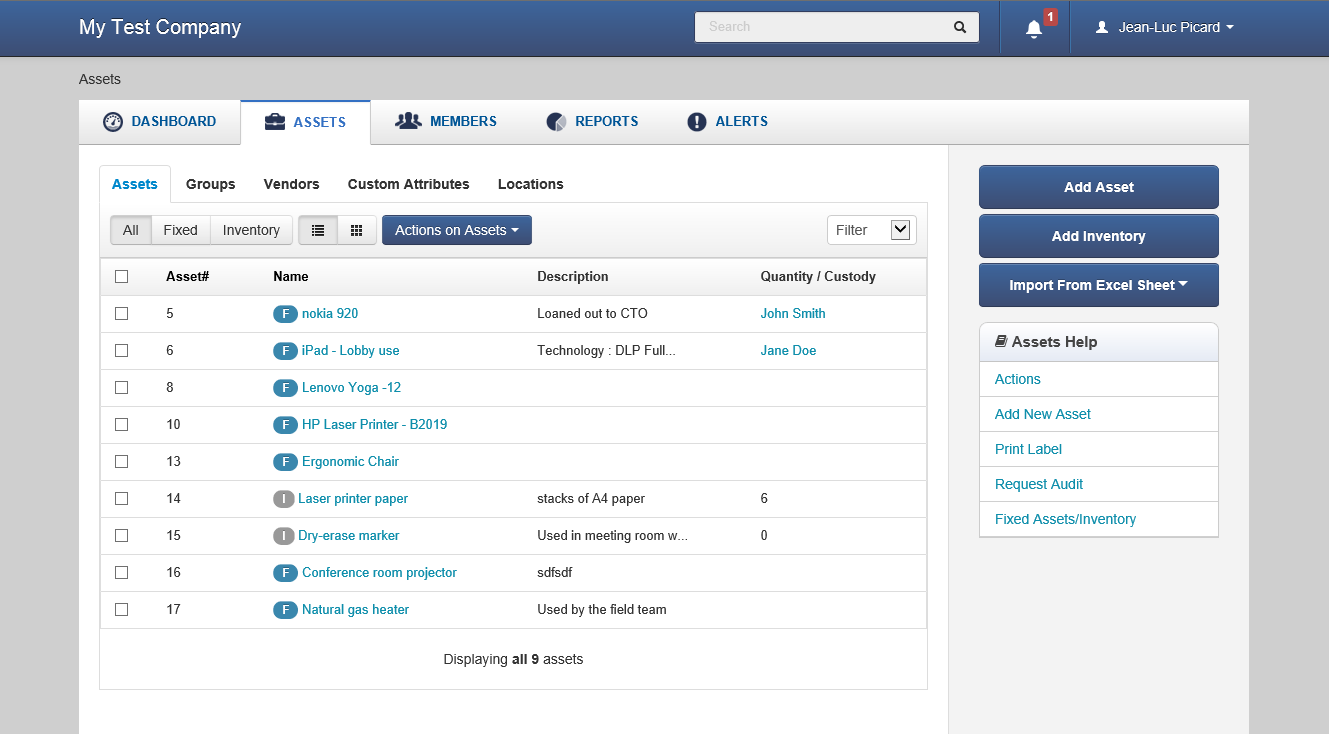 Asset Management In EZOfficeInventory 