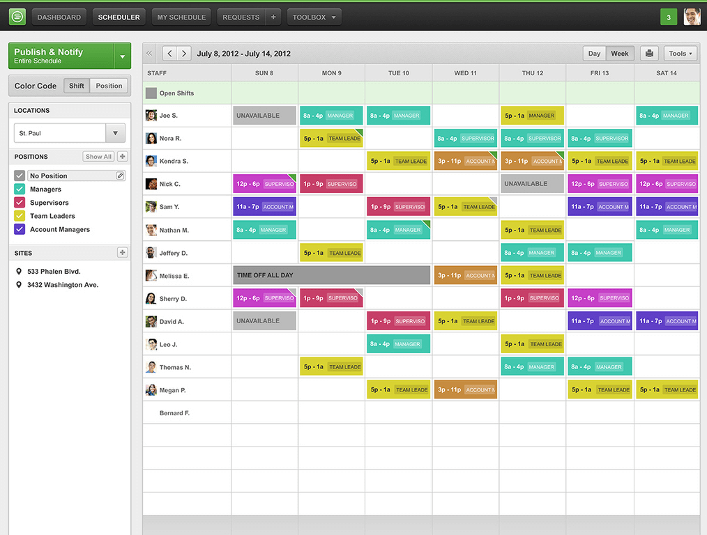 Employee scheduling feature in When I Work Software