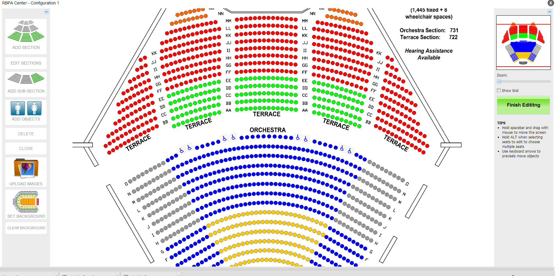 Example of seating selection