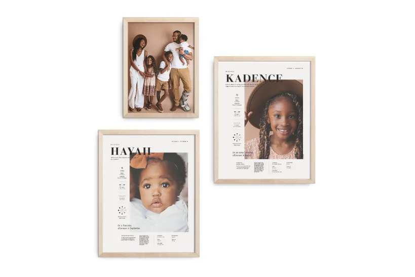 Three Simple Framed Prints on a wall