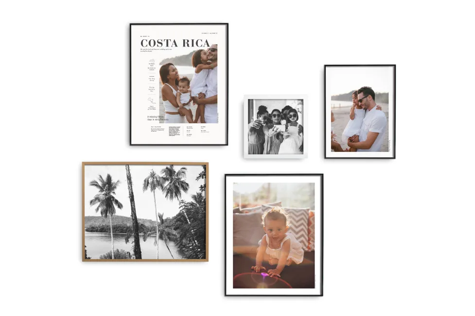 Wall of 5 Simple Framed Prints.