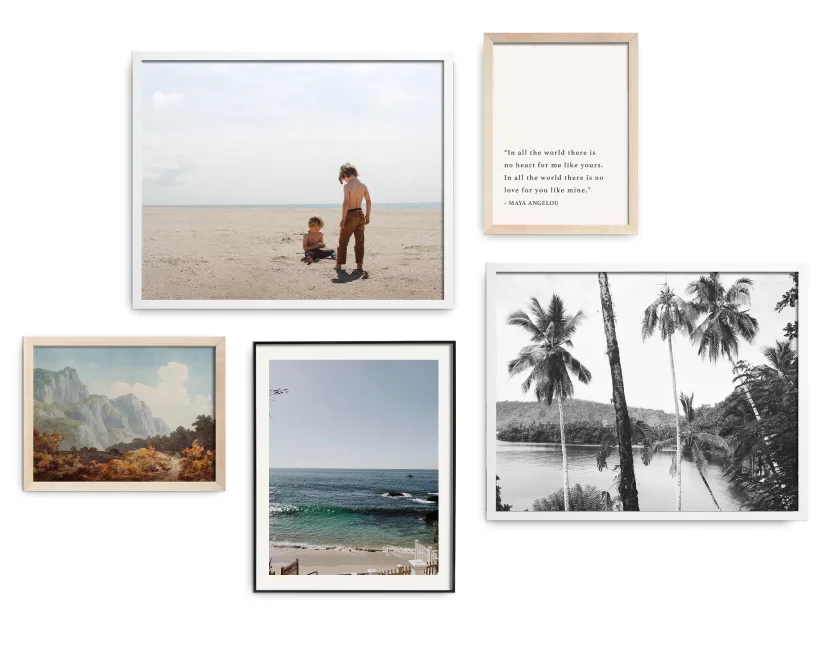 Five Simple Framed Prints on a wall