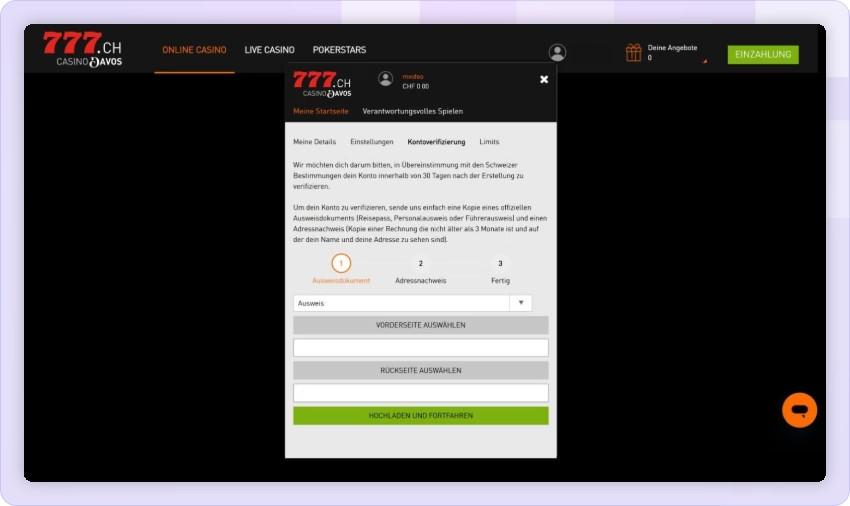 Casino777 Verifizierung
