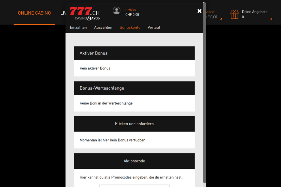 Casino777 Bonus Übersicht