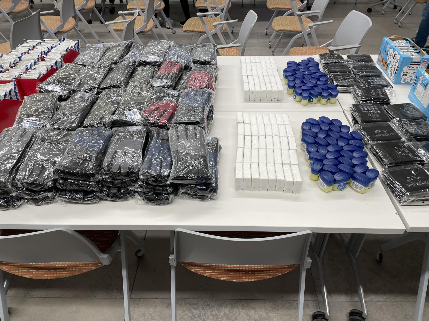 Some items that were packaged in the care packages.