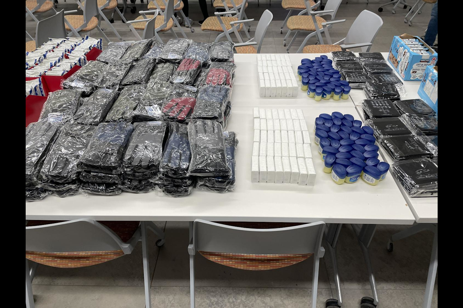 Some items that were packaged in the care packages.