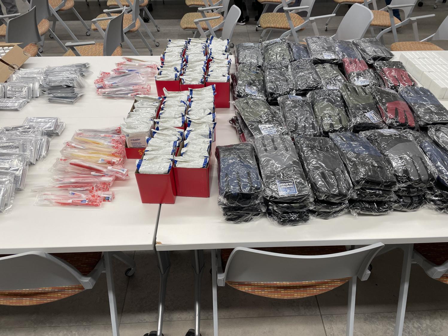 Some items that were packaged in the care packages.