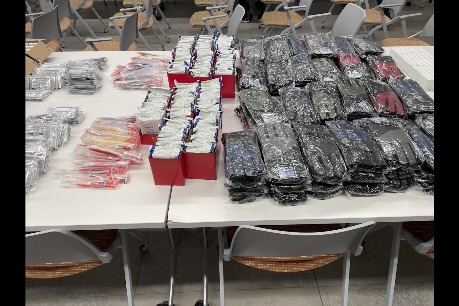 Some items that were packaged in the care packages.