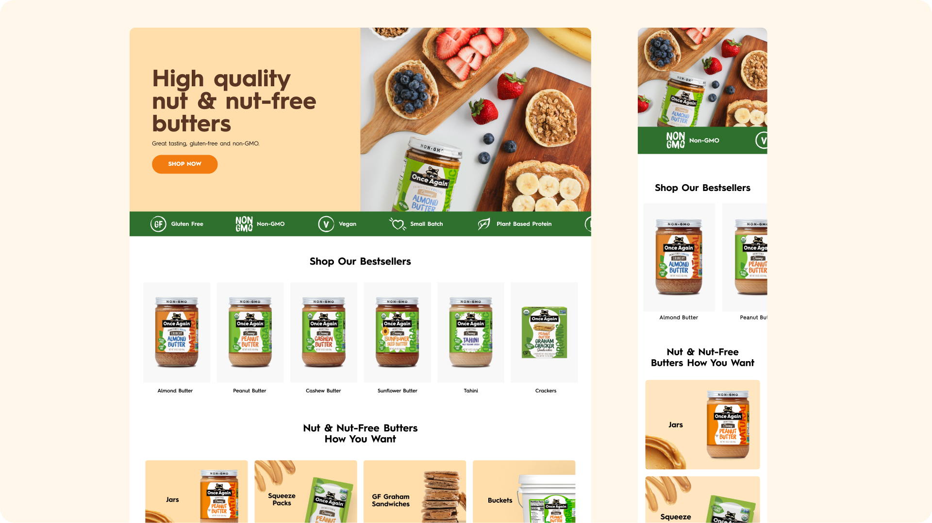 Partial website redesign for Once Again.