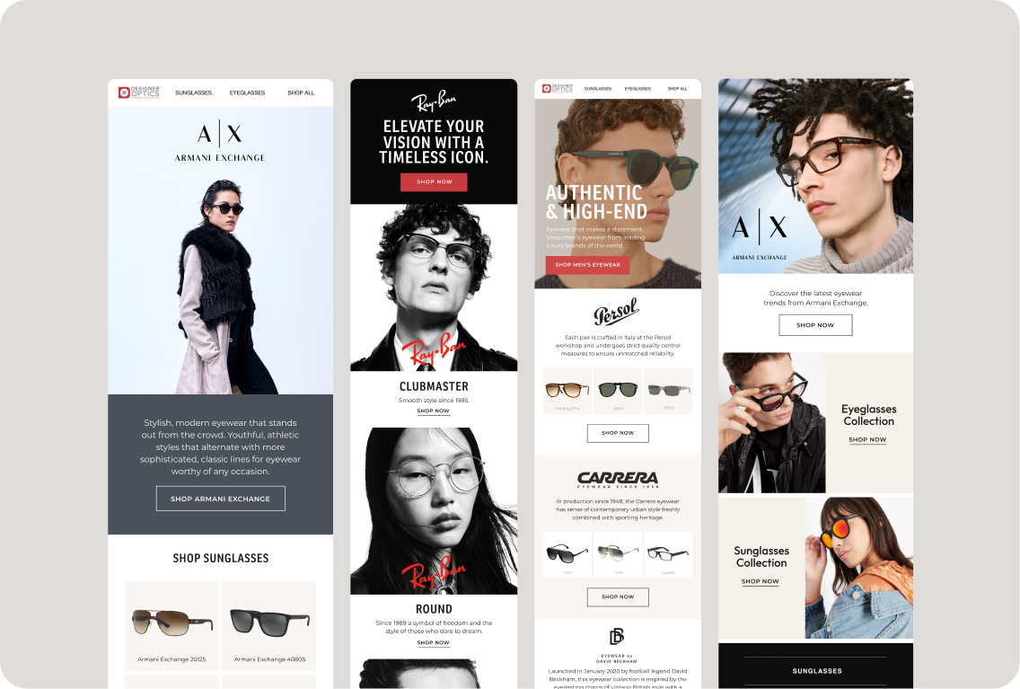 Emails for Designer Optics.