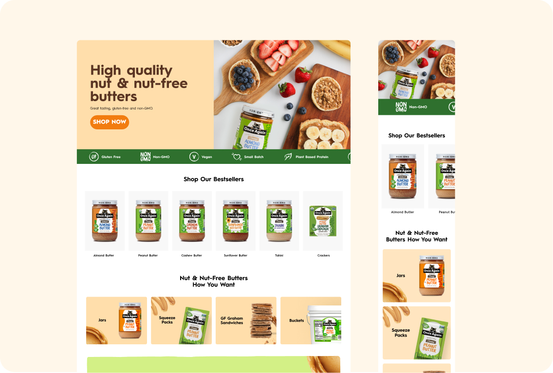 Responsive website for nut butter brand.