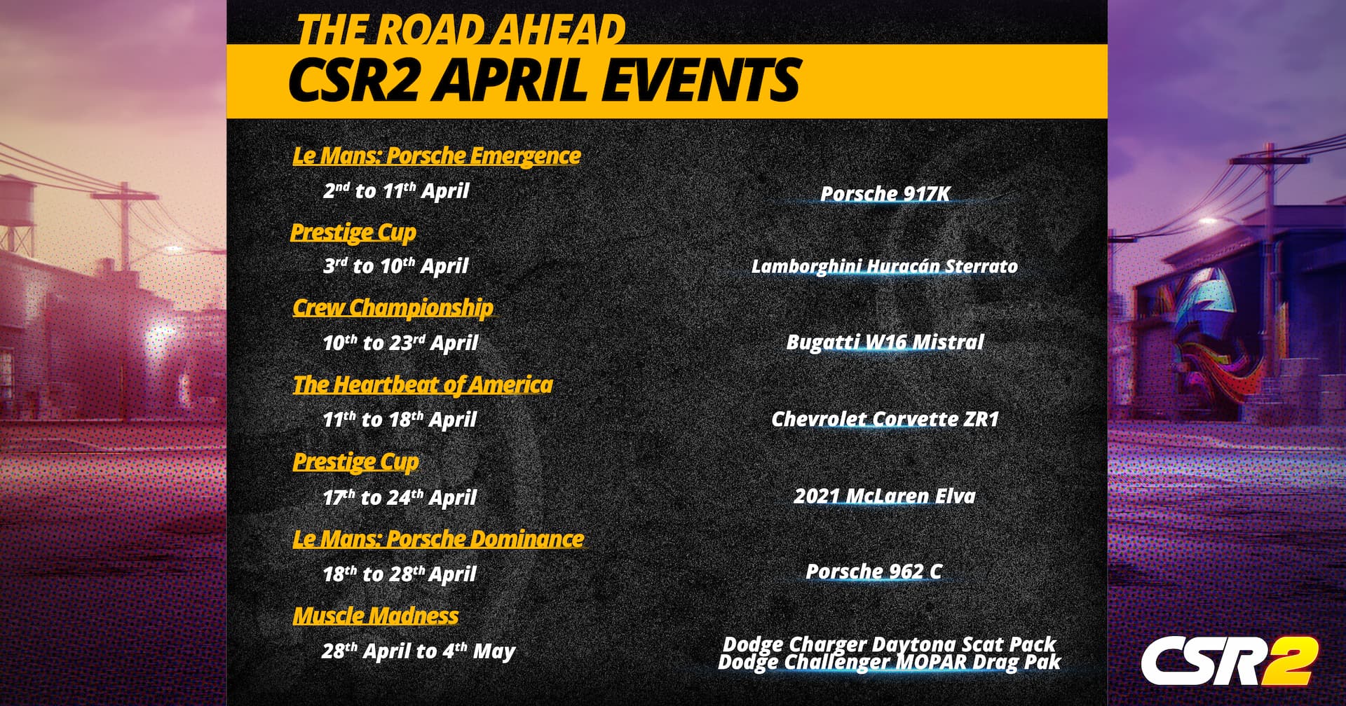 CSR2 April 2025 Events Calendar