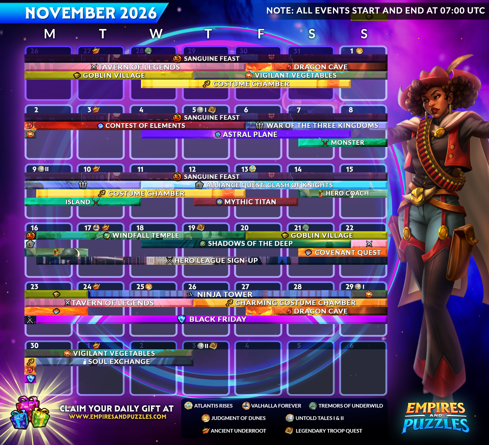 2026 November Monthly Calendar