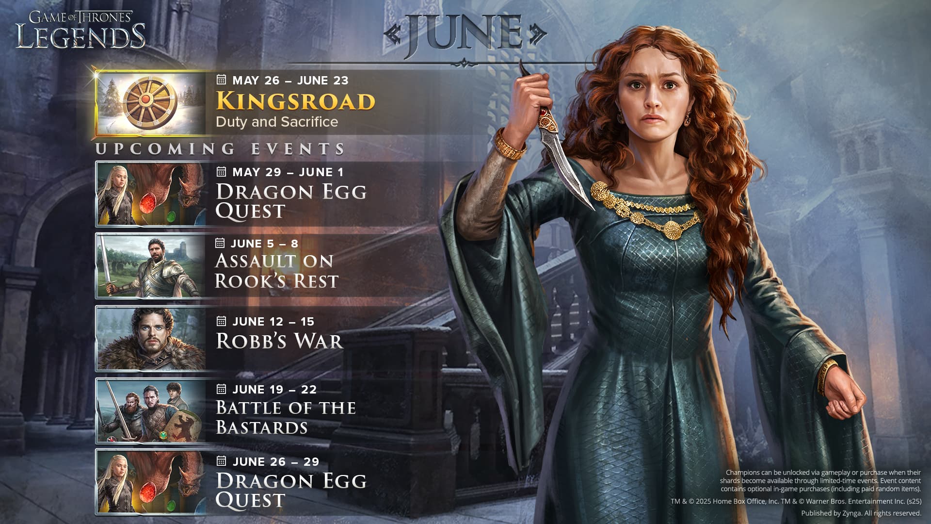 Game of Thrones Legends June 2025 Event calendar