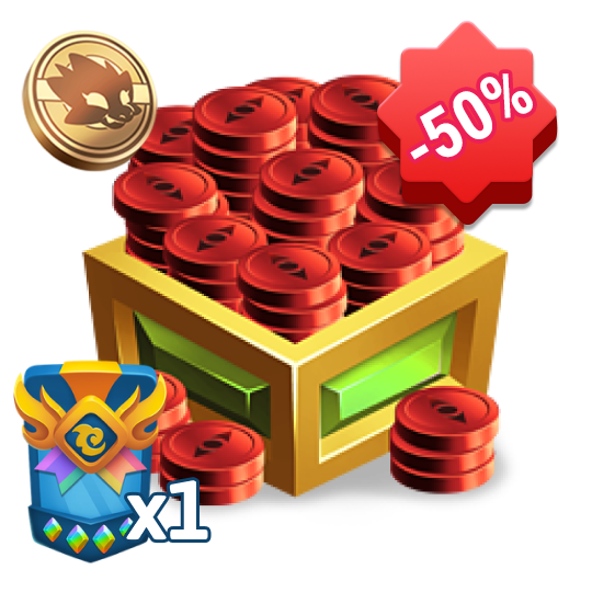 50 000 pièces de grille + 1 pack de vignettes brillantes - Rareté 4 + 250 piécettes VIP