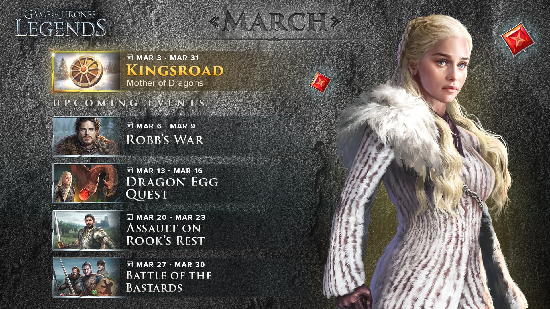 Game of Thrones Legends March 2025 Calendar Updated