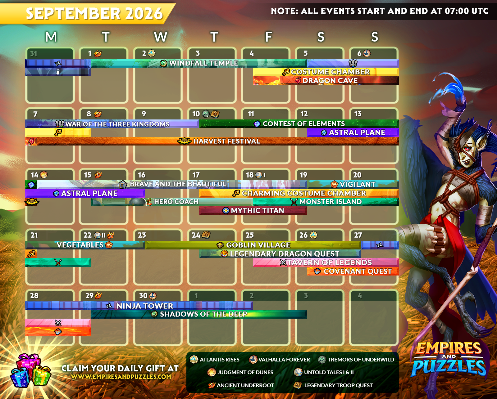 2026 09 September Monthly Calendar