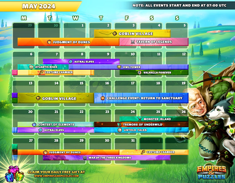 May 2024 Calendar Of Events Empires Puzzles