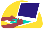 hands typing on laptop illustration