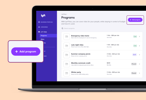 lyft pass add program screen